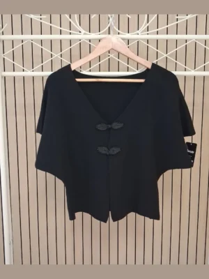 Chaqueta punto botón japonés negra