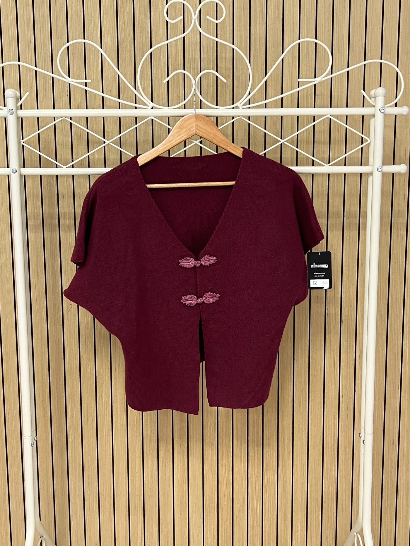 Chaqueta punto botón japonés burdeos