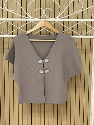 Chaqueta punto botón japonés taupe