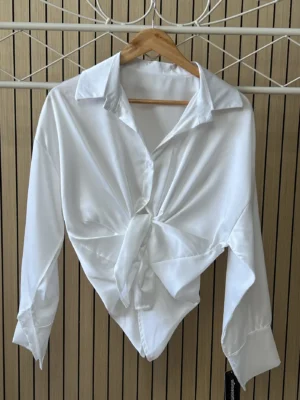 Camisa raso lisa blanca