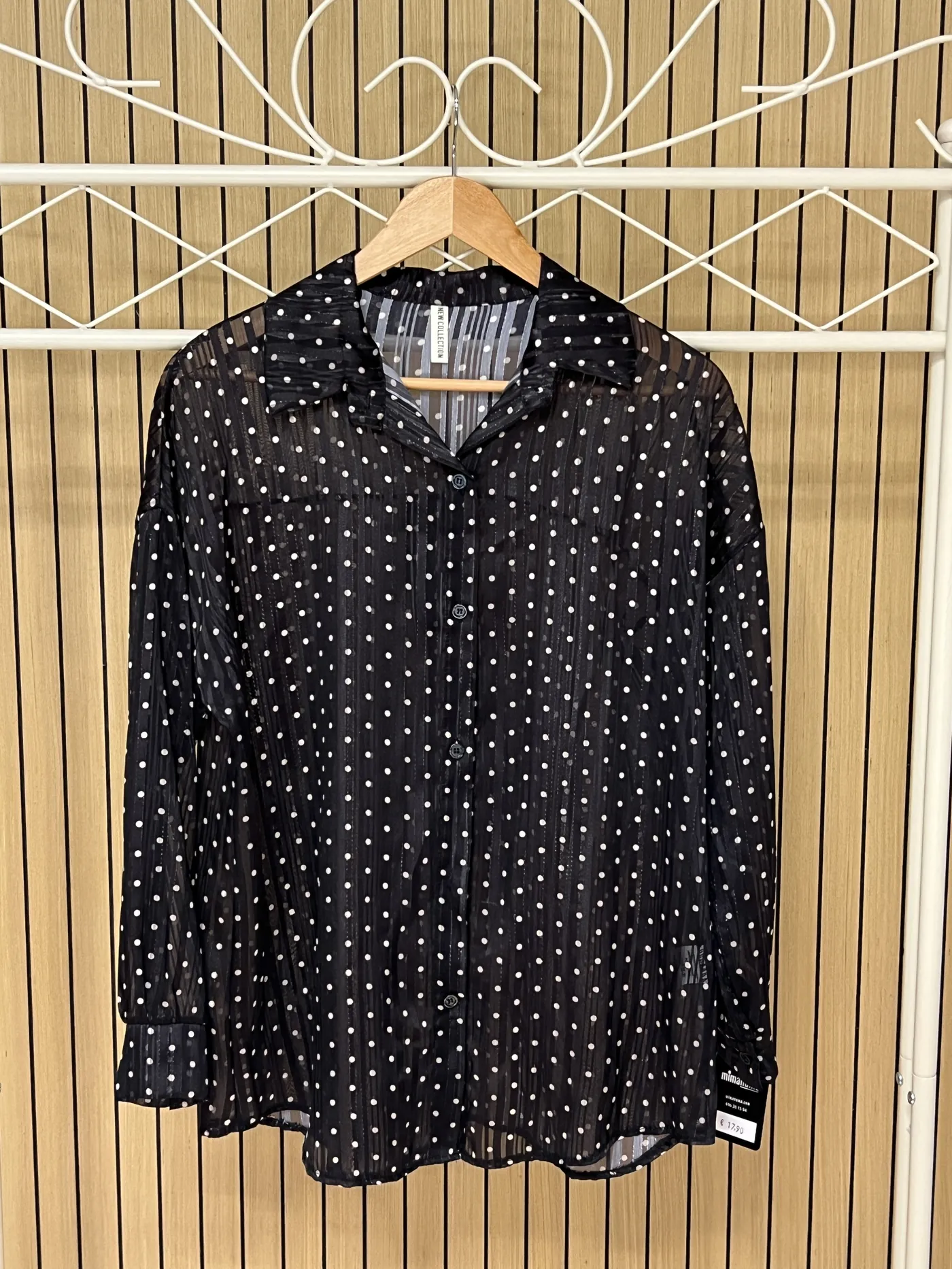 Camisa lunares transparente brillos negra