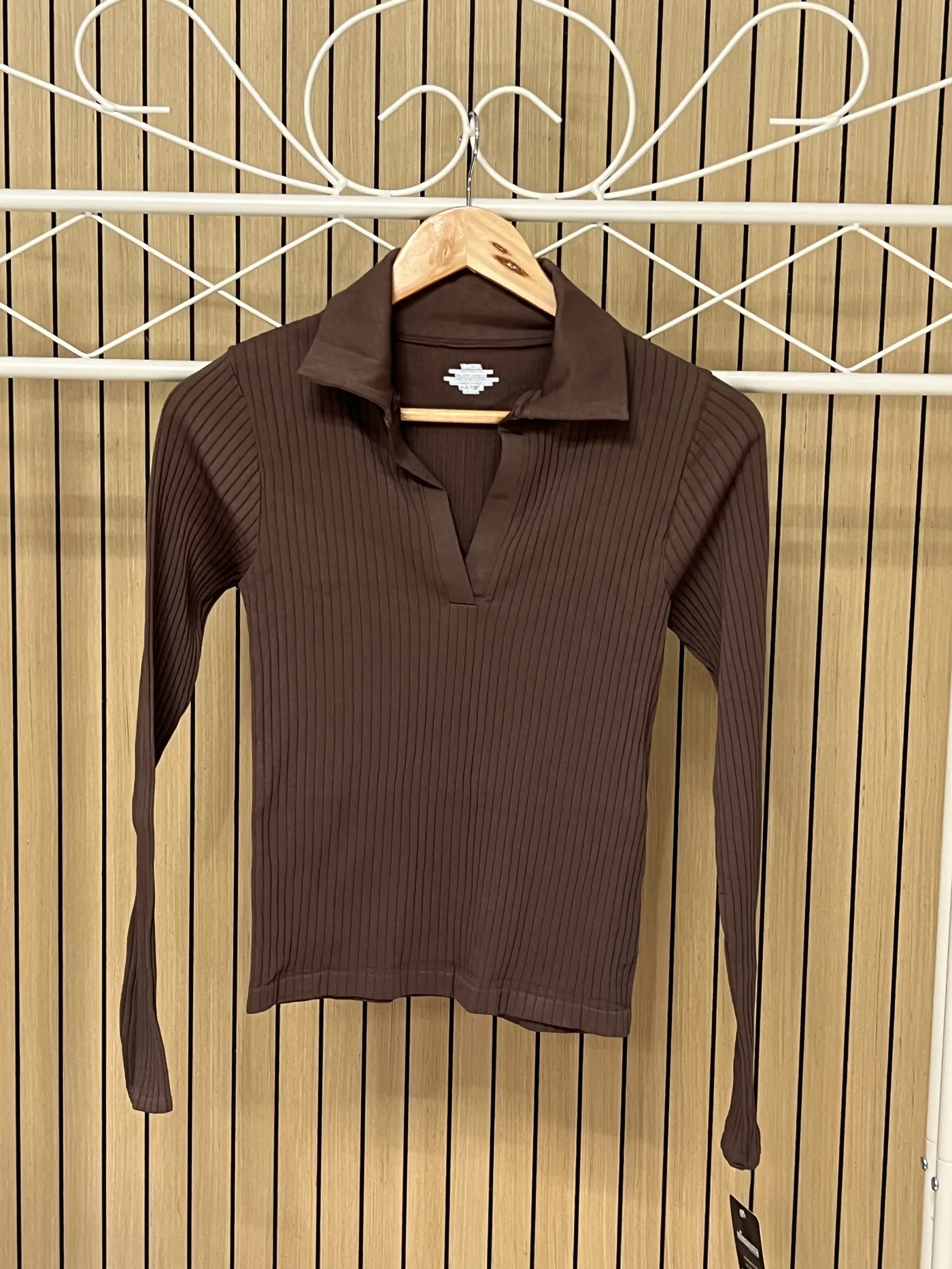 Camiseta polo canalé chocolate