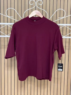 Camiseta algodón básica 3/4 granate