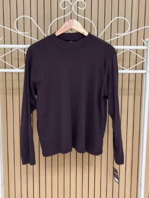 Camiseta algodón básica manga larga chocolate