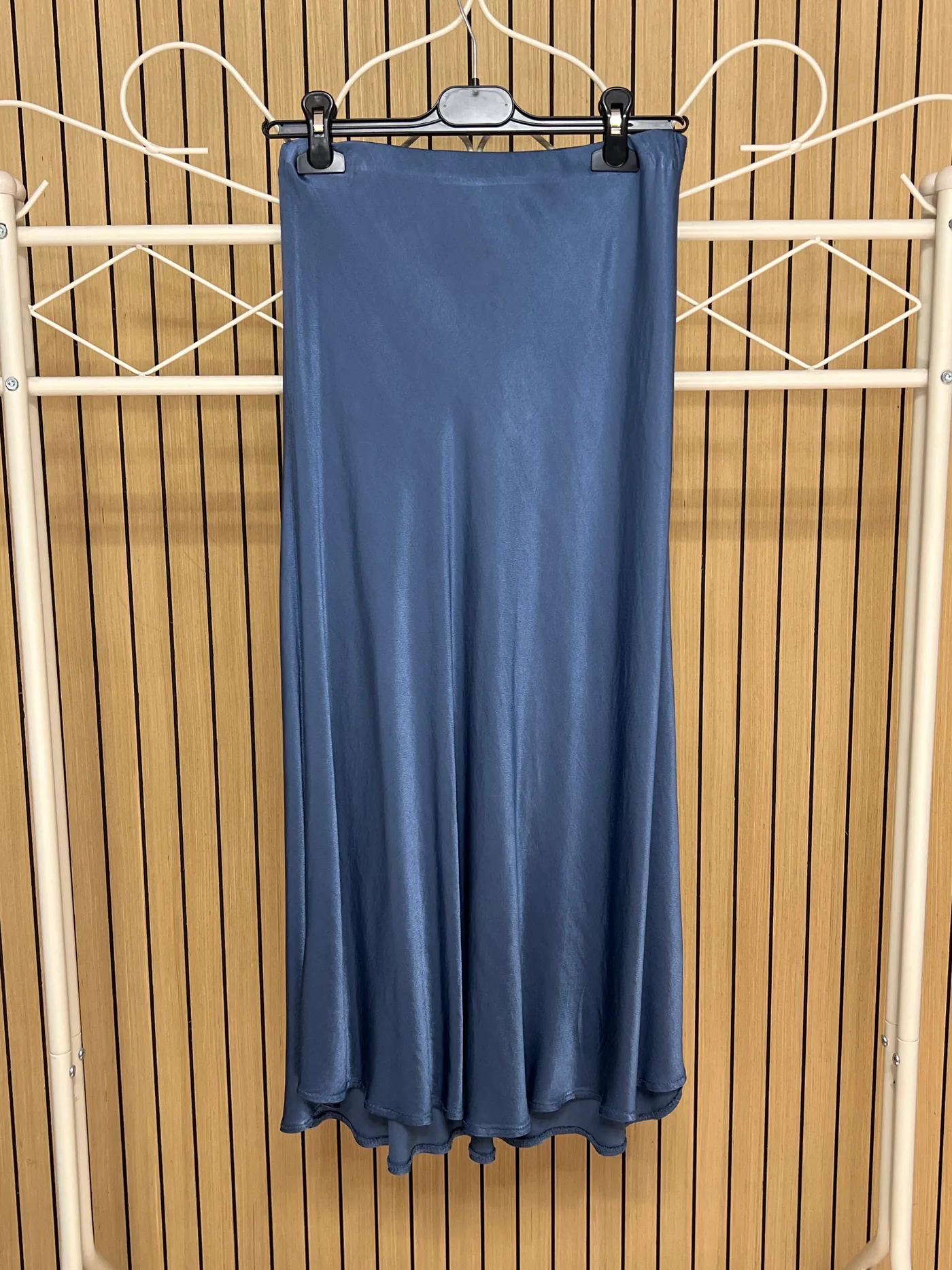 Falda raso larga azul vaquero