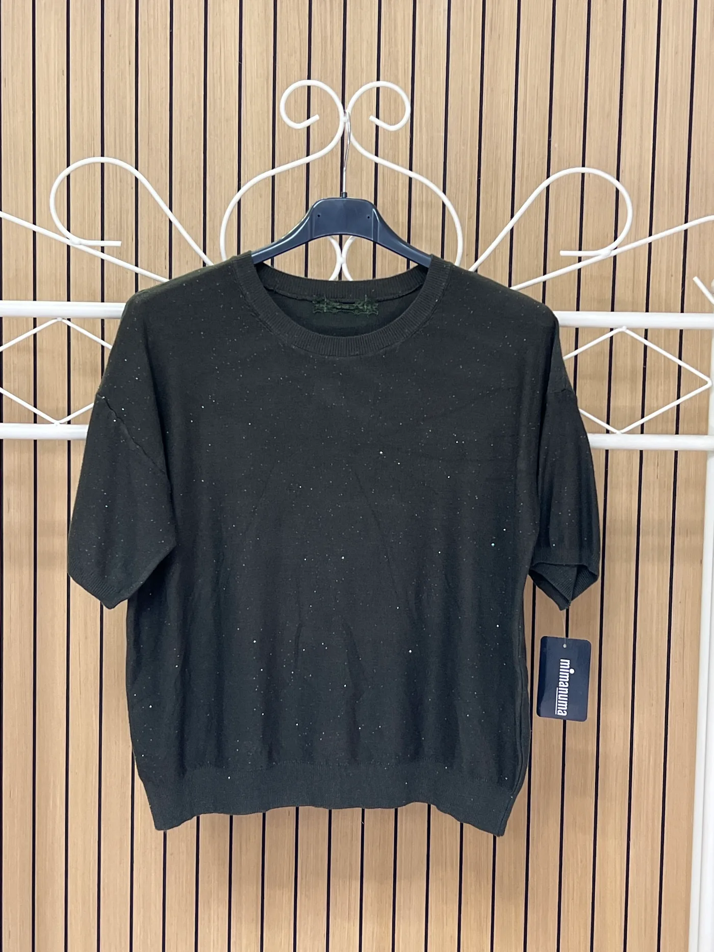 Jersey punto fino manga corta brillos verde