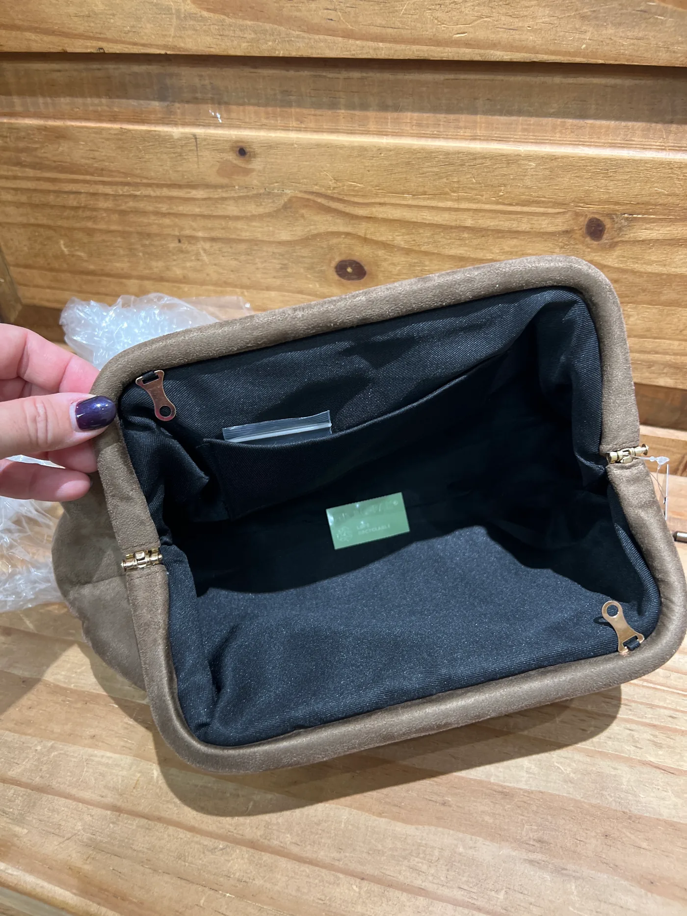Bolso concha antelina taupe - Imagen 2