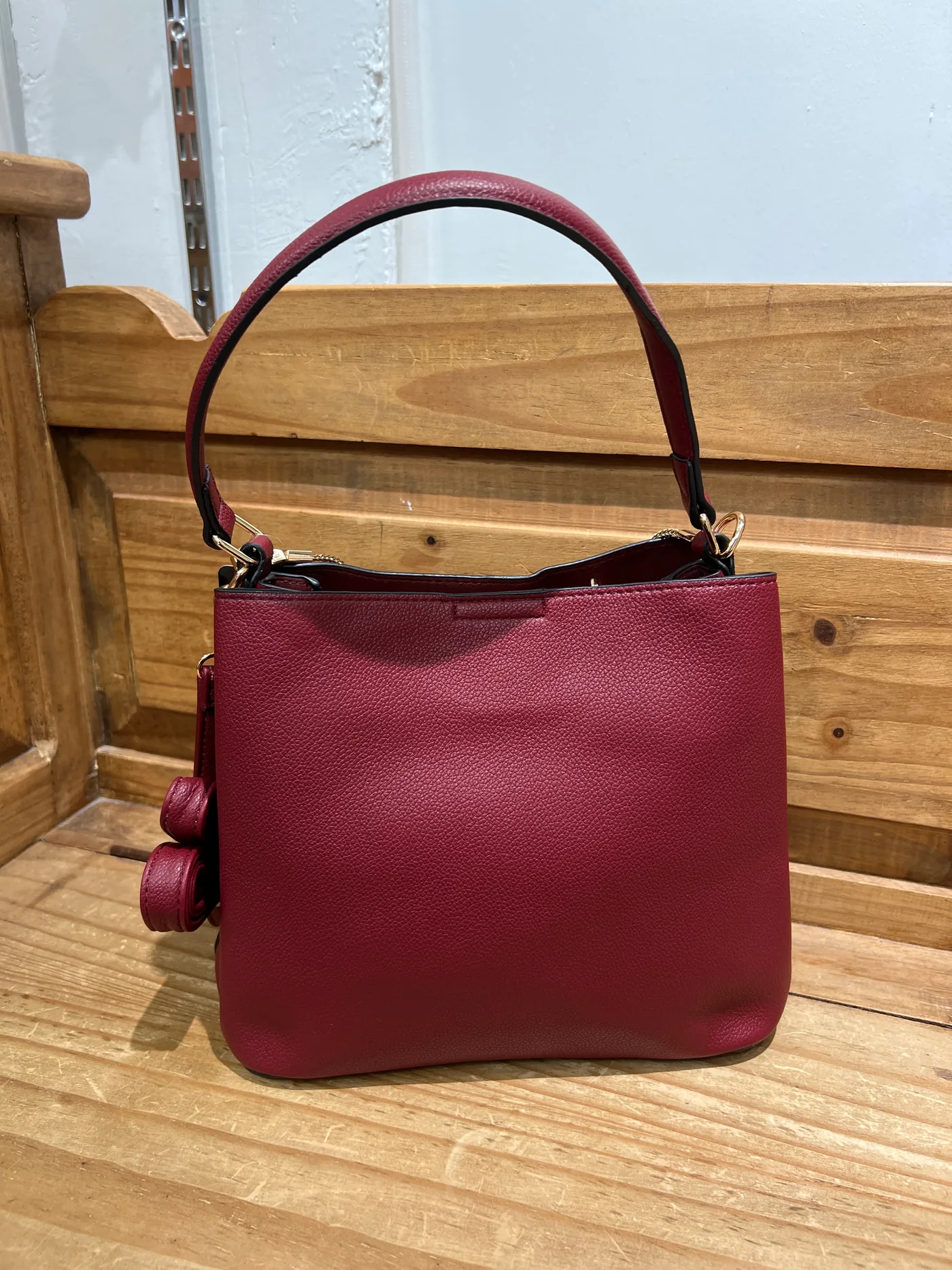 Bolso polipiel granate doble asa - Imagen 2