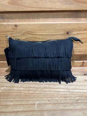 Bandolera antelina con flecos negro