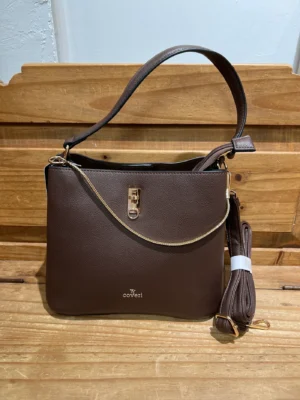 Bolso polipiel chocolate doble asa