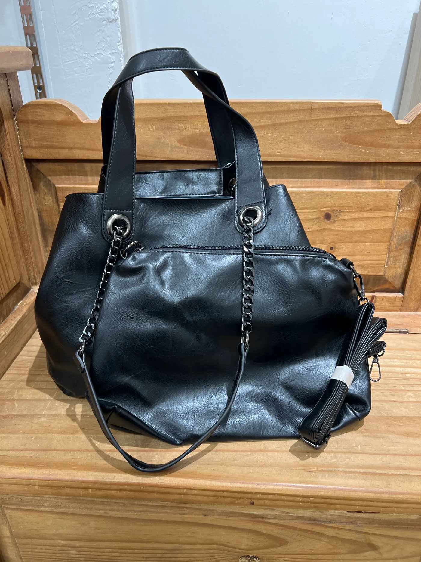 Bolso doble polipiel negro - Imagen 2
