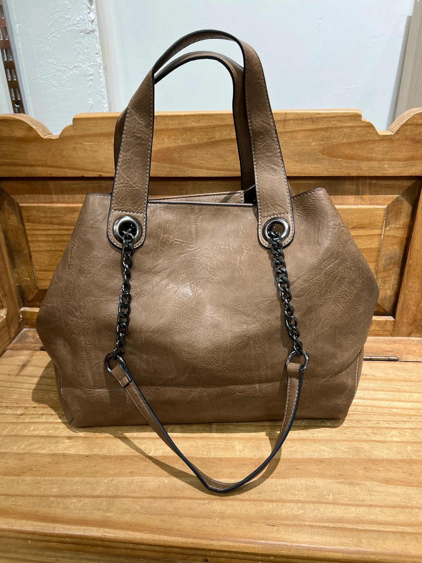 Bolso doble polipiel marrón