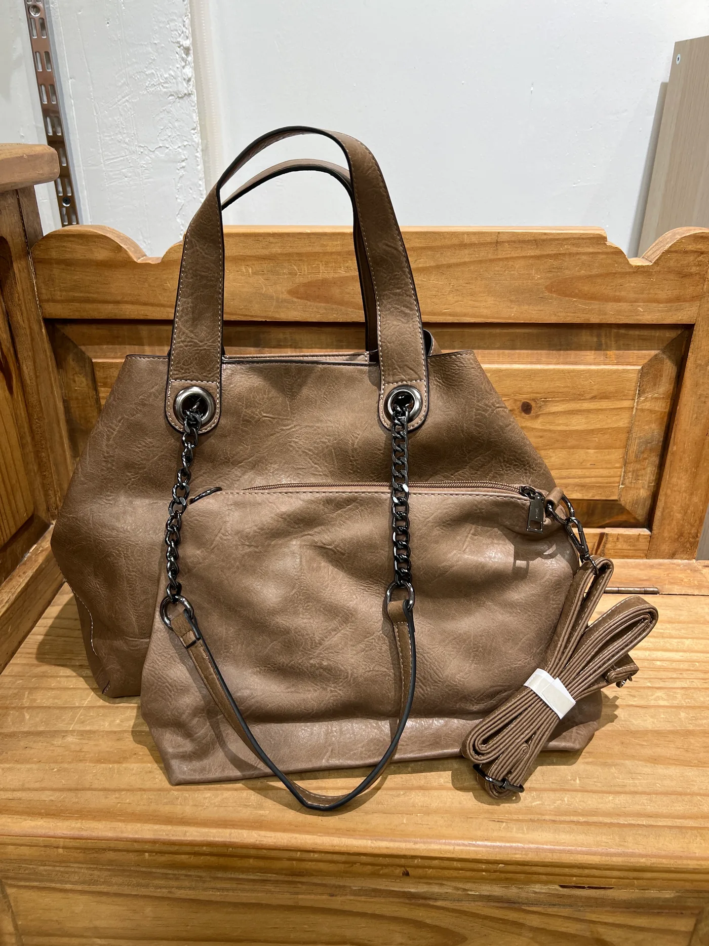 Bolso doble polipiel marrón - Imagen 2