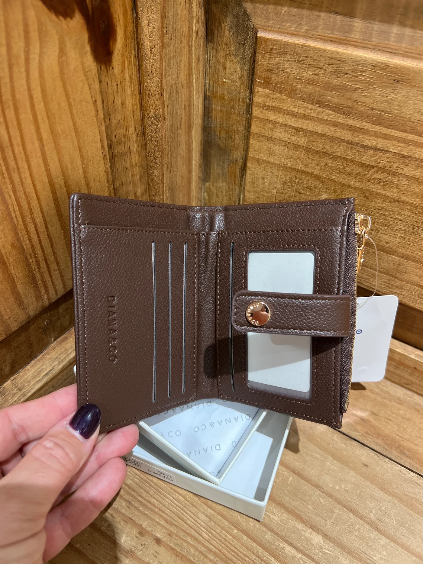 Cartera monedero antelina marrón - Imagen 2