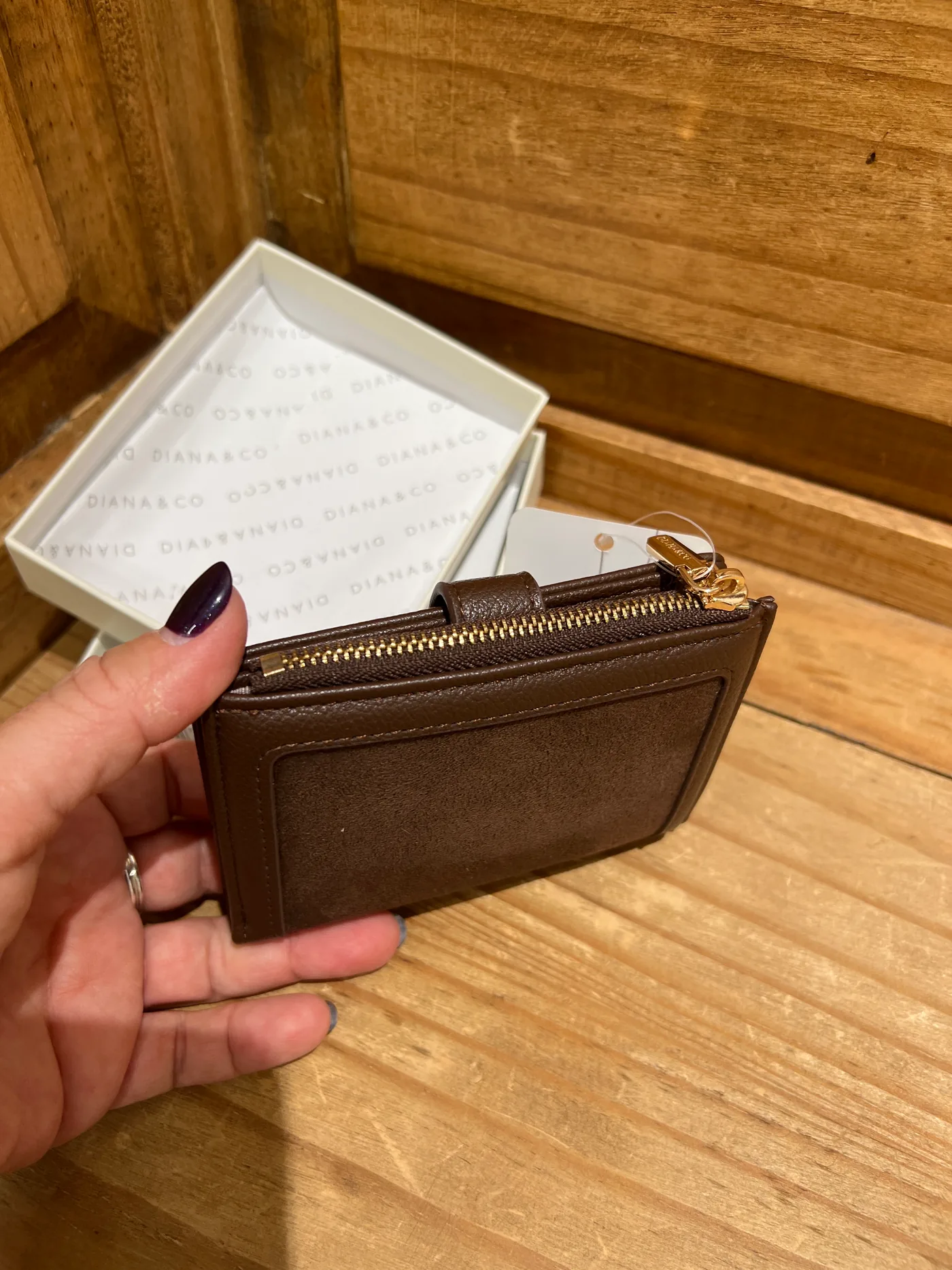 Cartera monedero antelina marrón - Imagen 3
