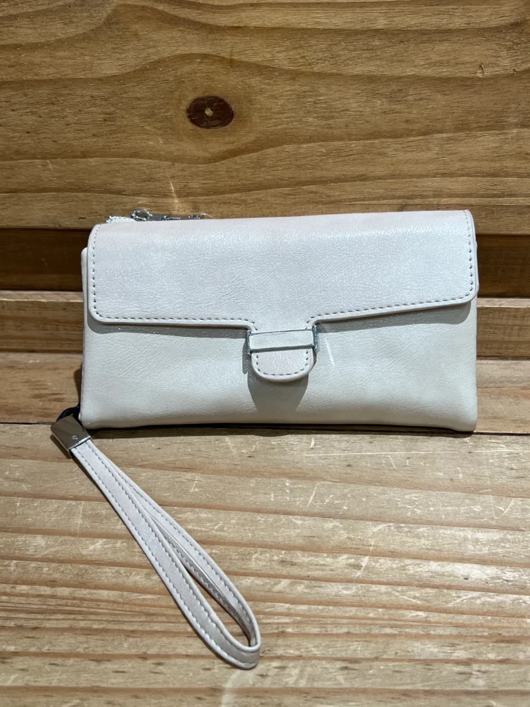 Monedero con asa flexible beige