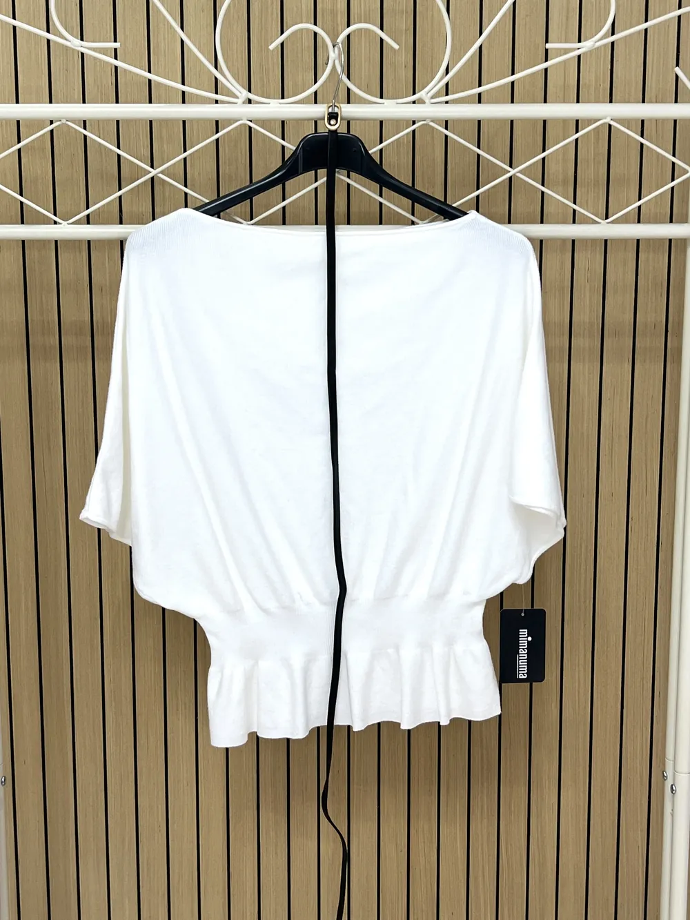 Jersey punto manga 3/4 murciélago con cinturón blanco
