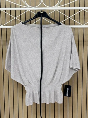 Jersey punto manga 3/4 murciélago con cinturón taupe
